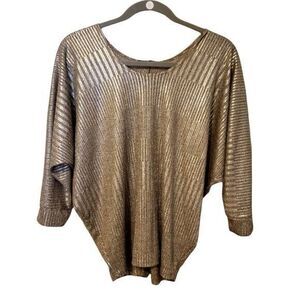 Kim Cami Womens Sz S Silver  Solid 3/4 Sleeve Blouse